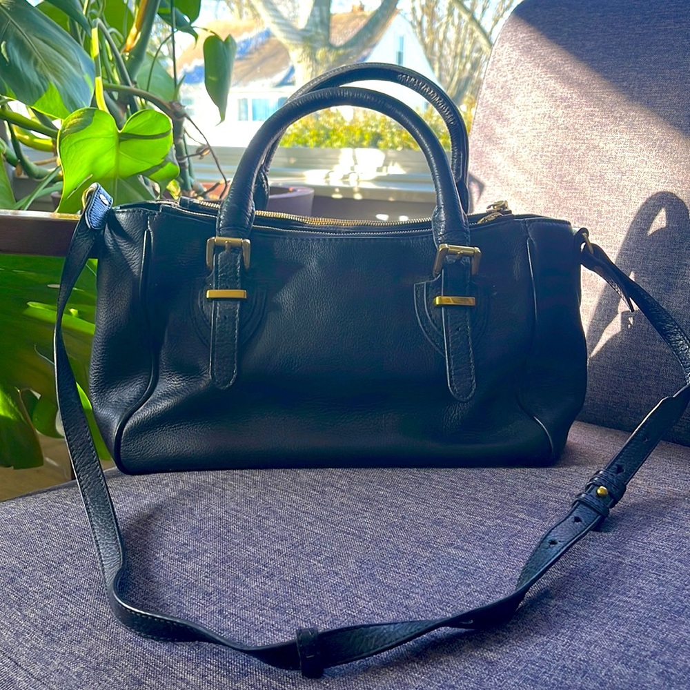 Jcrew black leather satchel